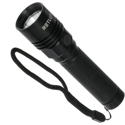 LED punjiva aluminijumska baterijska lampa 3W/2000 mAh IPX4 crna
