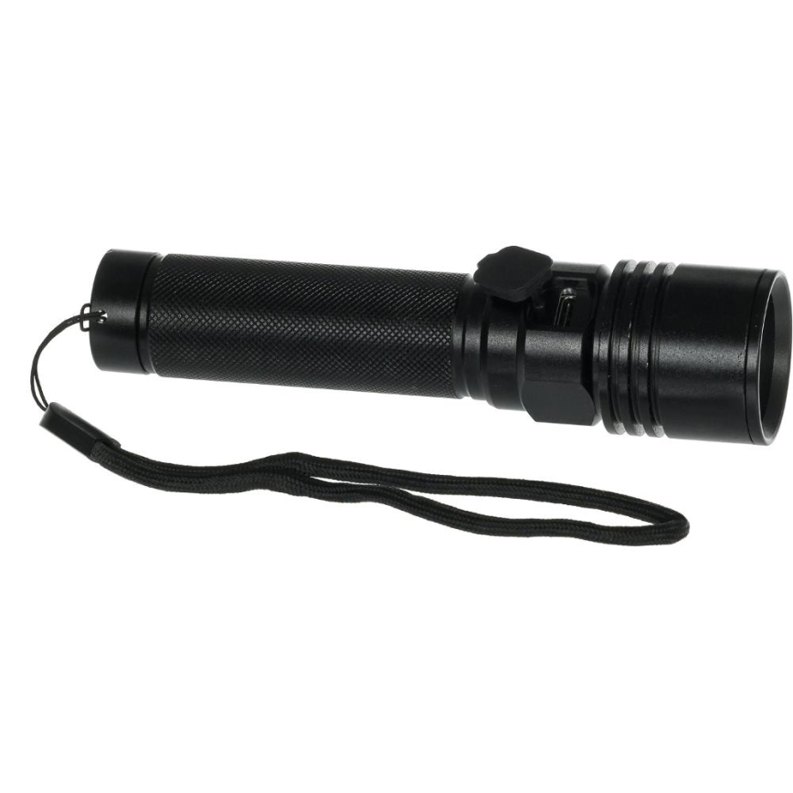 LED punjiva aluminijumska baterijska lampa 3W/2000 mAh IPX4 crna