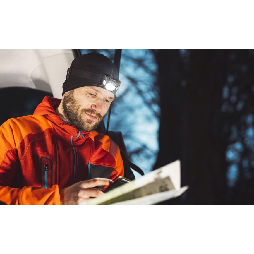 LED punjiva čelna lampa LED/3W/1200 mAh IP44 crna