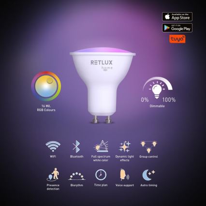 LED RGBW prigušiva sijalica MR16 GU10/4,5W/230V 2700-6500K Wi-Fi Tuya