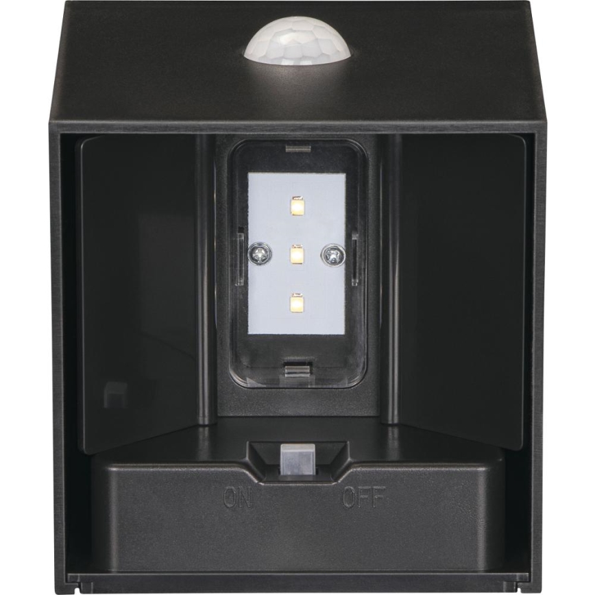 LED solarna zidna lampa sa senzorom LED/1W/3,7V 1200 mAh IP44 crna