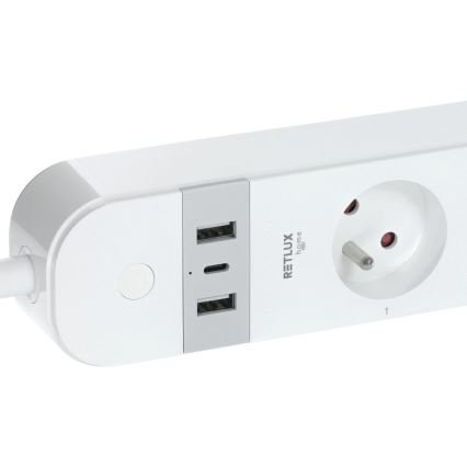 Pametni produžni kabl sa prekidačem, 4x utičnice, Tip E + 2x USB-A + 1x USB-C, 1,5 m, Wi-Fi Tuya, bela