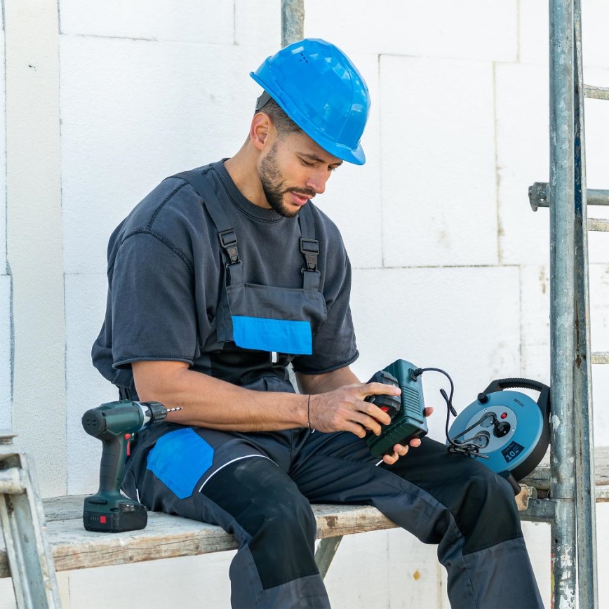 Retlux - Produžni kabl na kolutu sa 3 utičnice, tip E, 10 m, boje plave i crne