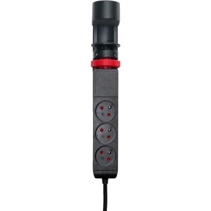 Produžni kabl sa stezaljkom za sto 3 utičnice Tip E + 2xUSB-A + 1xUSB-C 1,5m crne boje