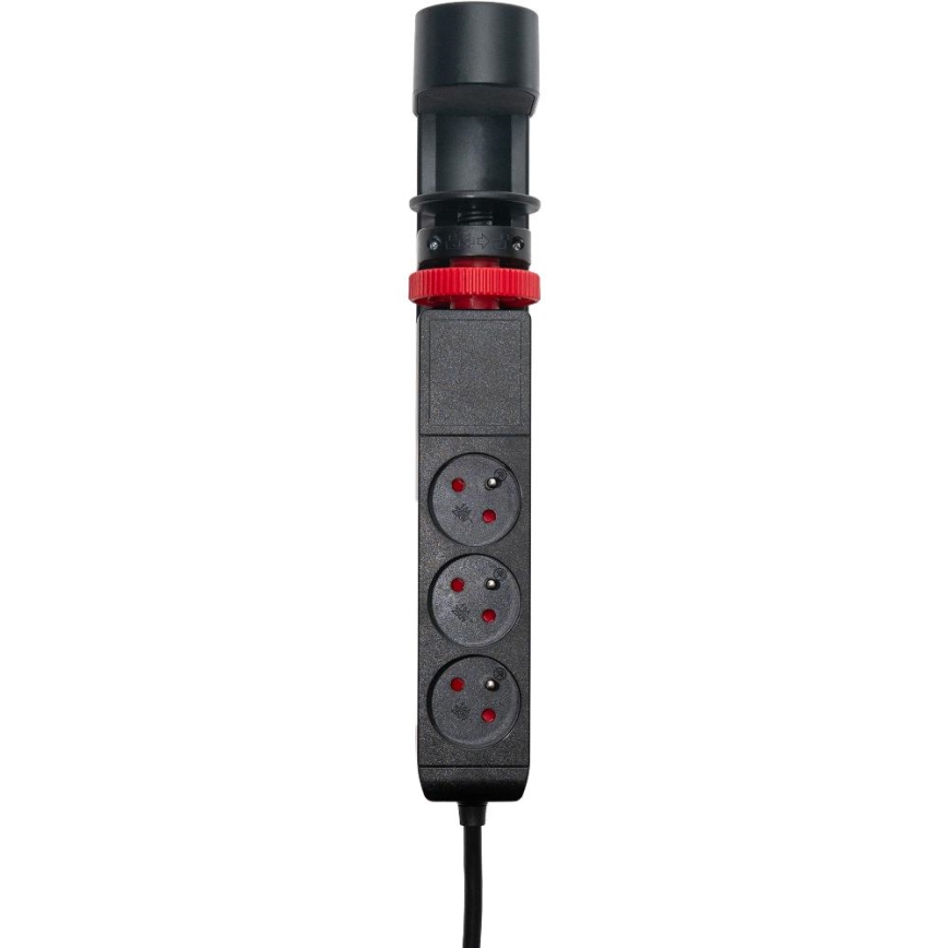 Produžni kabl sa stezaljkom za sto 3 utičnice Tip E + 2xUSB-A + 1xUSB-C 1,5m crne boje