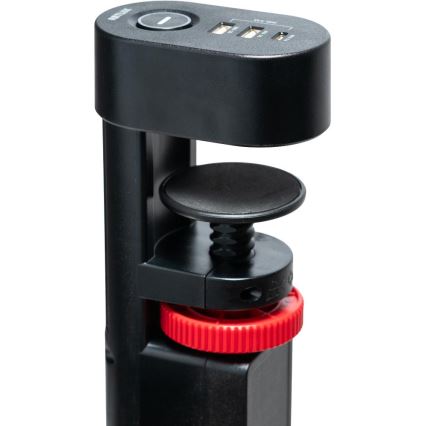 Produžni kabl sa stezaljkom za sto 3 utičnice Tip E + 2xUSB-A + 1xUSB-C 1,5m crne boje