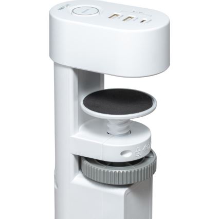 Produžni kabl sa steznim držačem za sto, 3 utičnice, Tip E + 2×USB-A + 1×USB-C, 1,5 m, bela