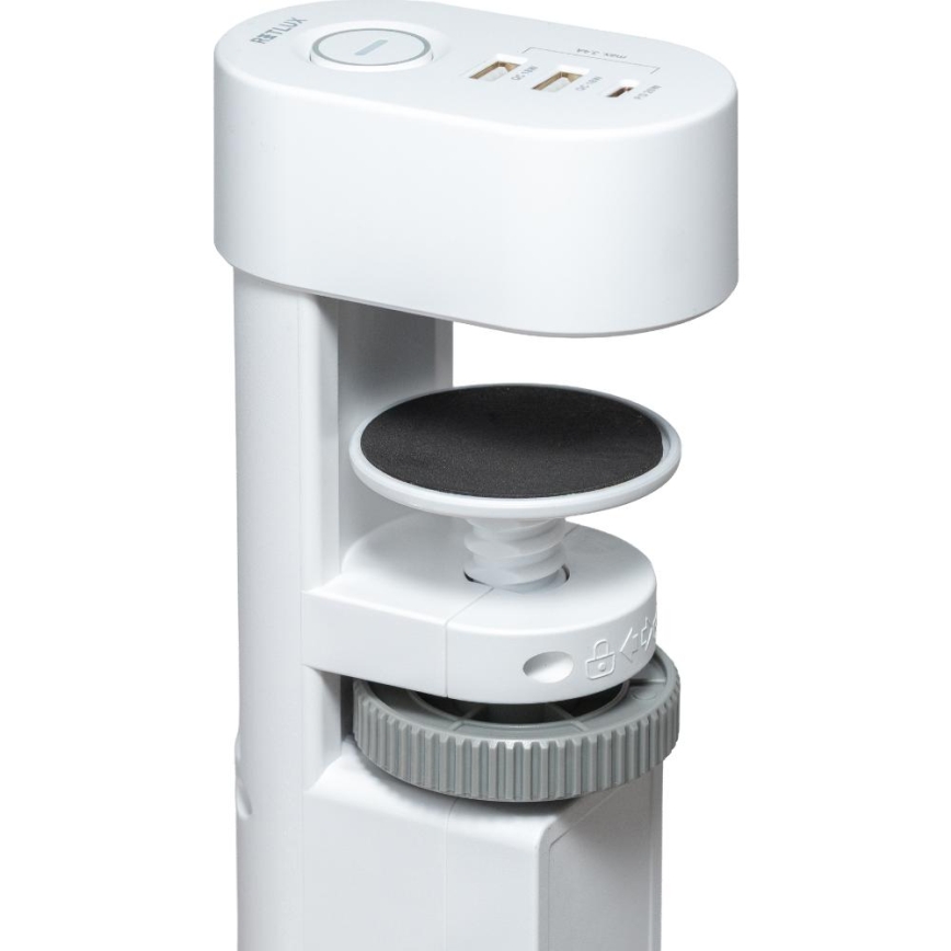 Produžni kabl sa steznim držačem za sto, 3 utičnice, Tip E + 2×USB-A + 1×USB-C, 1,5 m, bela