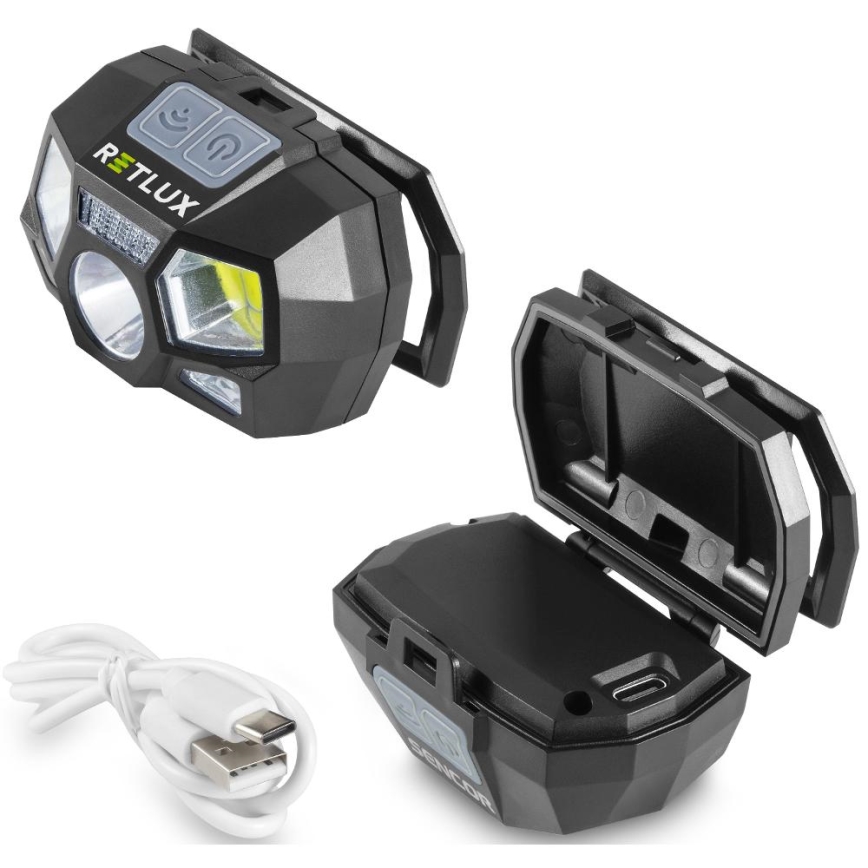 LED punjiva lampa za glavu sa senzorom LED/3W/900 mAh IP44 crna