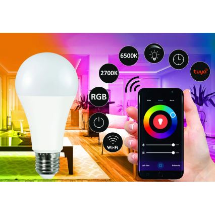 RGBW LED prigušiva sijalica A65 E27/11W/230V 2700-6500K Wi-Fi Tuya