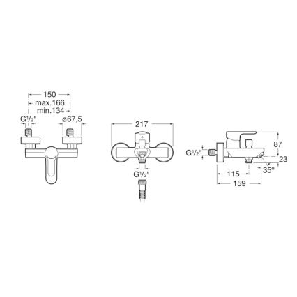 Roca A5A0209C00 - Baterija za kadu L20 sjajni hrom