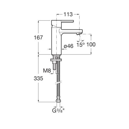 Roca A5A3296C00 - Baterija za umivaonik + automatski čep NAIA 16,7 cm sjajni hrom