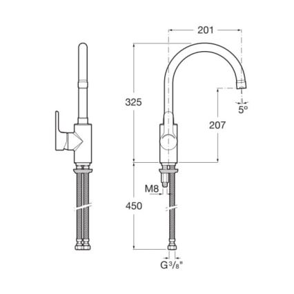 Roca A5A8409C00 - Slavina za sudoperu L20, 32,5 cm, sjajni hrom