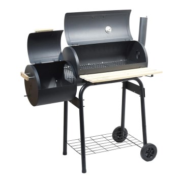 Roštilj na drveni ugalj sa dimnicom crna/drvo