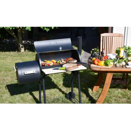 Roštilj na drveni ugalj sa dimnicom crna/drvo