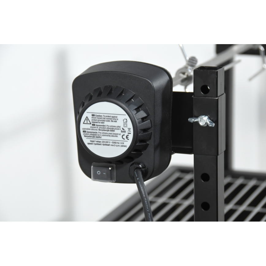 Roštilj na drveni ugalj sa motorom 4W/230V, crne boje