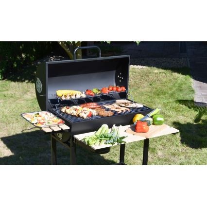 Roštilj na drveni ugalj — crni/drvo