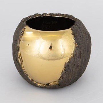 Saksija prečnika 18,5 cm, zlatna/braon