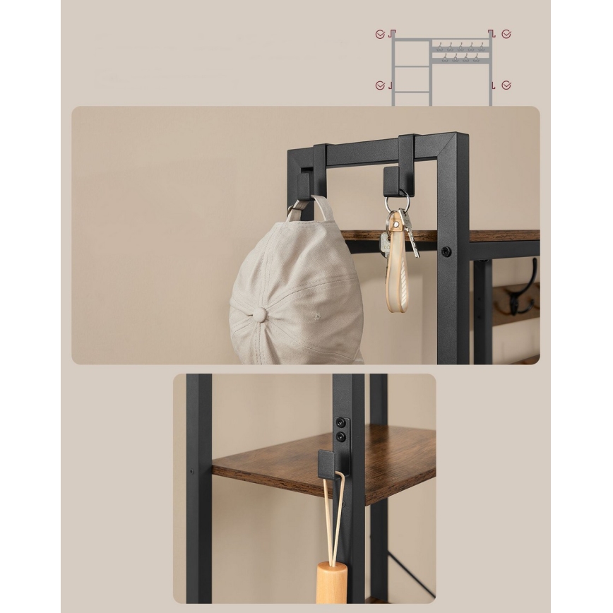 Samostojeća vešalica NAVOR braon/crna