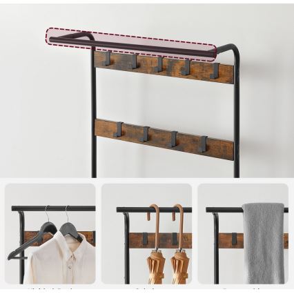 Samostojeći stalak za garderobu NAVOR, braon/crna