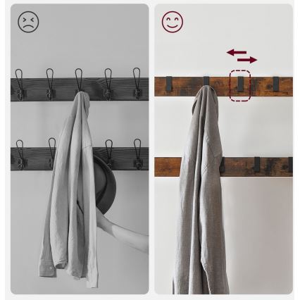 Samostojeći stalak za garderobu NAVOR, braon/crna