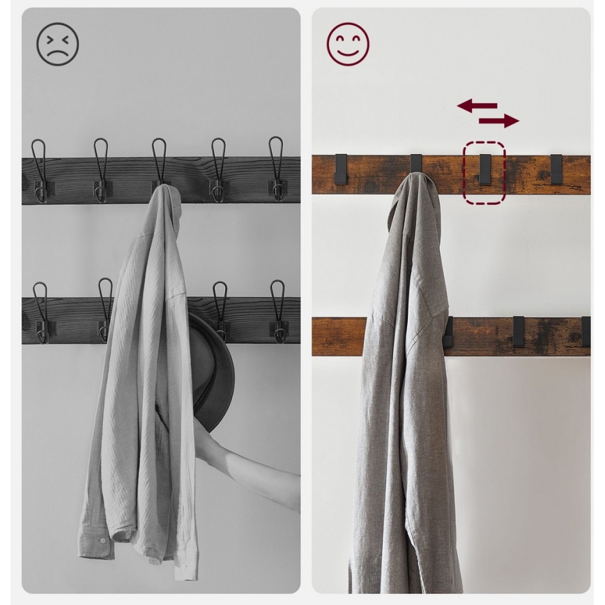 Samostojeći stalak za garderobu NAVOR, braon/crna