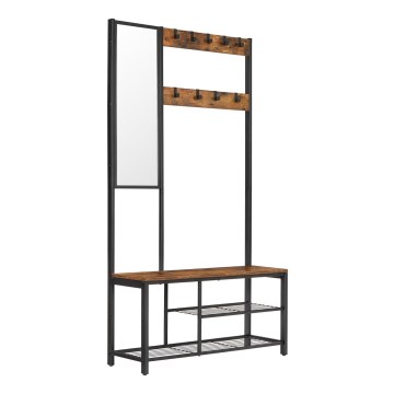 Samostojeći stalak za kapute sa ogledalom NAVOR braon/crna