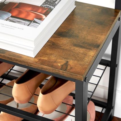 Samostojeći stalak za kapute sa ogledalom NAVOR braon/crna