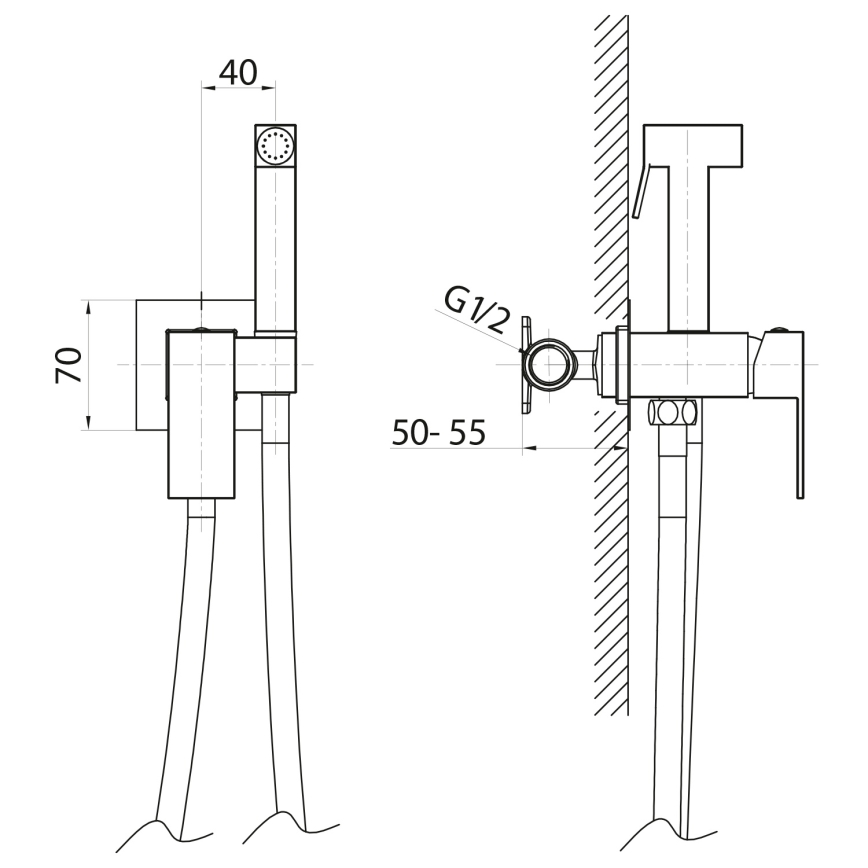 Sapho - Baterija za bide sa ručnim tušem za podžbuknu ugradnju CUBEMIX matno zlatna