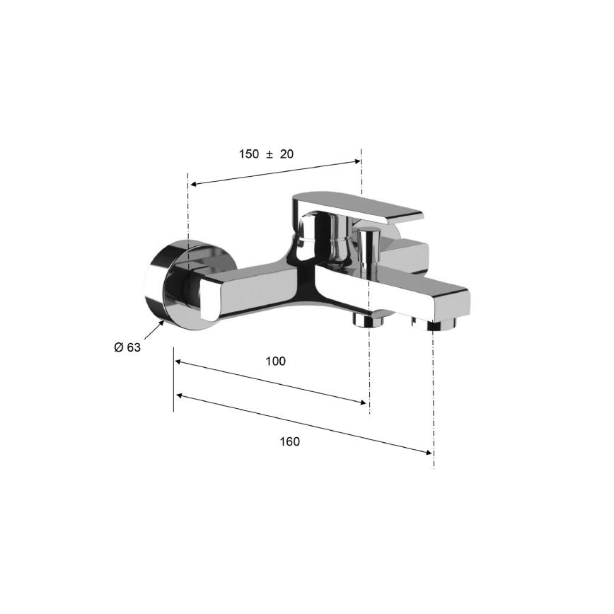Sapho - baterija za kadu KAI sjajni hrom
