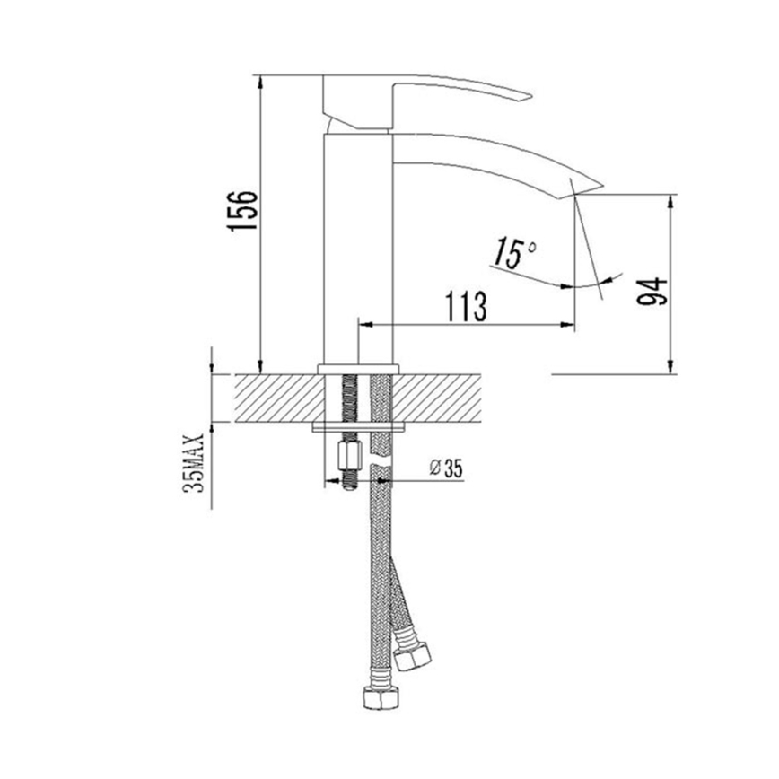 Sapho - Baterija za umivaonik GINKO 15,6 cm mat crna