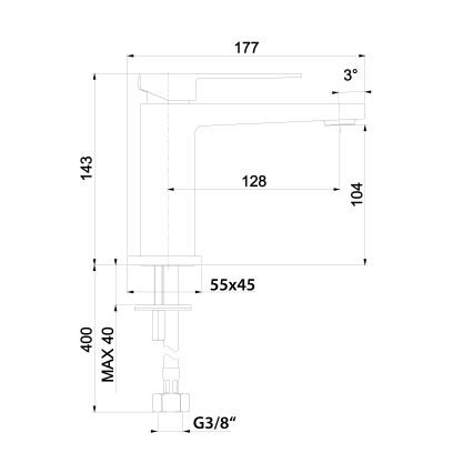 Sapho - Baterija za umivaonik LATUS 14 cm mat crna