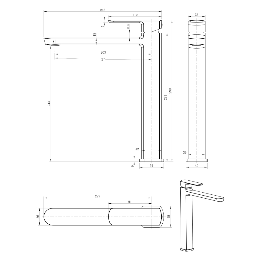 Sapho - Baterija za umivaonik MIXONA 29,8 cm, sjajni hrom
