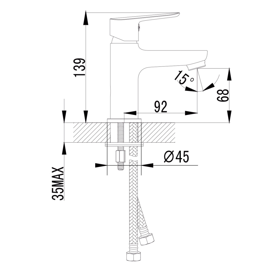 Sapho - Baterija za umivaonik SMALL, 13,9 cm, sjajni hrom