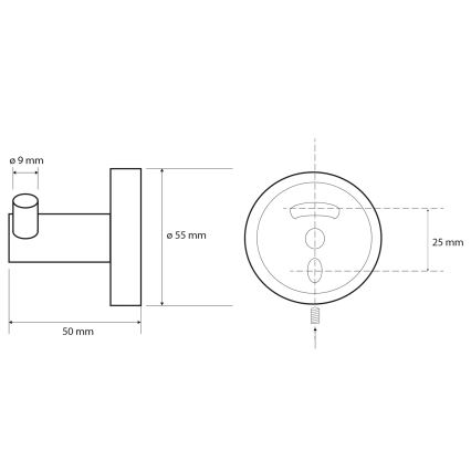 Sapho - Dvostruka zidna kuka X-ROUND 5x5,5 cm crna