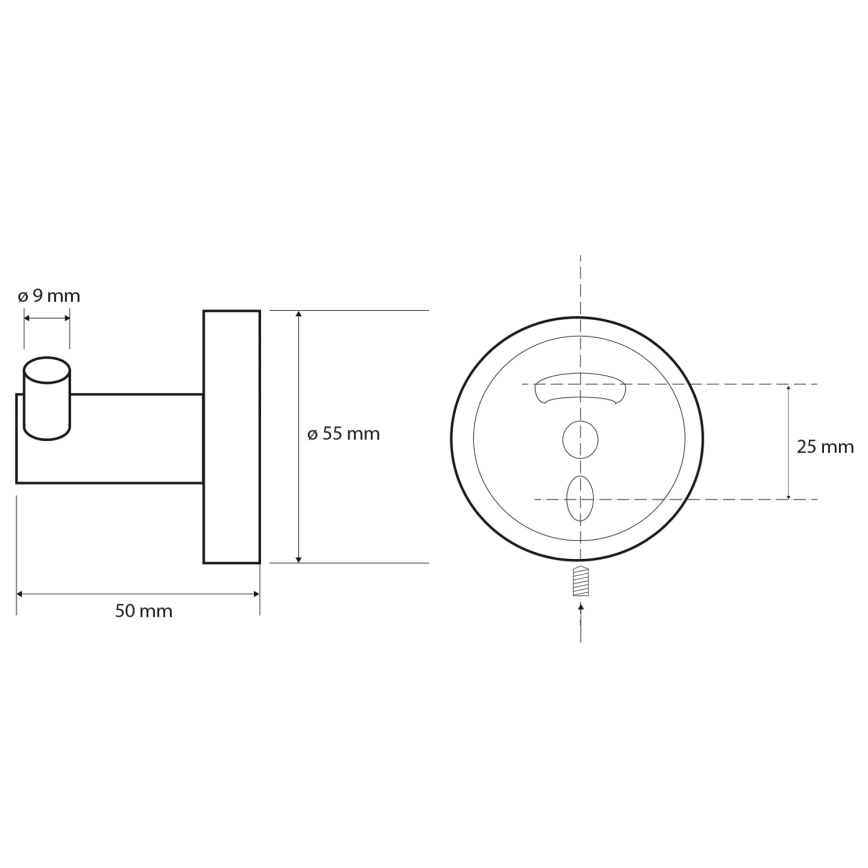 Sapho - Dvostruka zidna kuka X-ROUND 5x5,5 cm crna