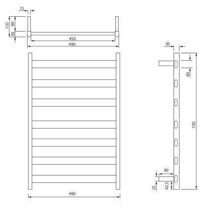 Sapho - Električni sušač peškira ELIAS 105W 73x49 cm mat bela