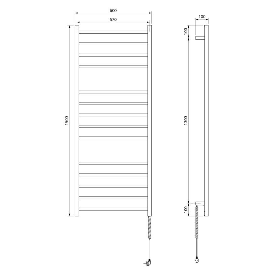 Sapho - Električni sušač peškira ESKINADO 130 W 150x60 cm nerđajući čelik/sjajni hrom