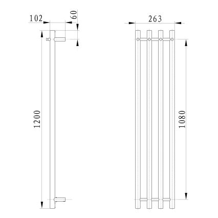 Sapho - Električni sušač peškira PAPINADO 85W 120x26 cm sjajni hrom desna