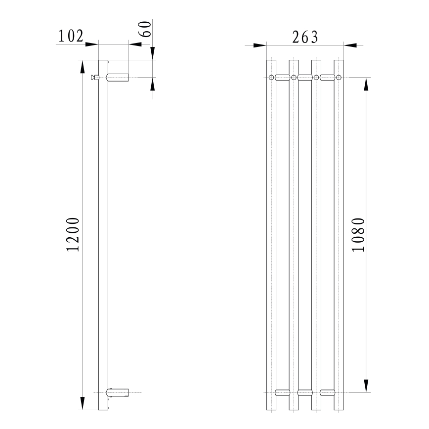 Sapho - Električni sušač peškira PAPINADO 85W 120x26 cm sjajni hrom desna