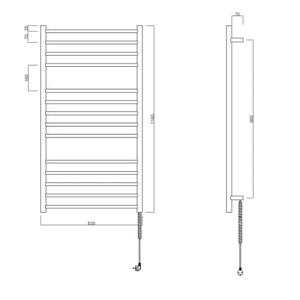 Sapho - Električni sušač peškira REDONDO 130W 116x63 cm sjajni hrom