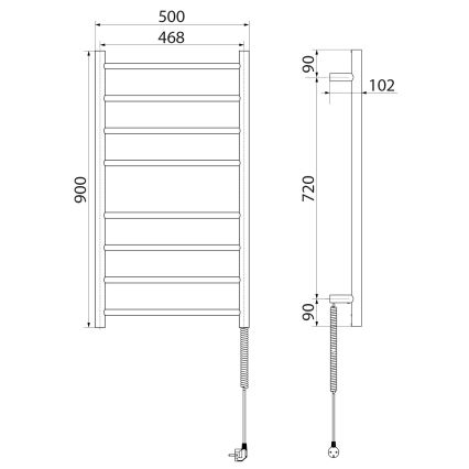Sapho - Električni sušač peškira REDONDO 75W 90x50 cm mat crna