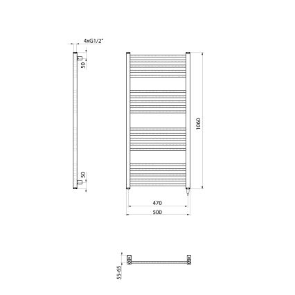 Sapho - Električni sušač za peškire METRO-E 400W 106x50 cm mat crna
