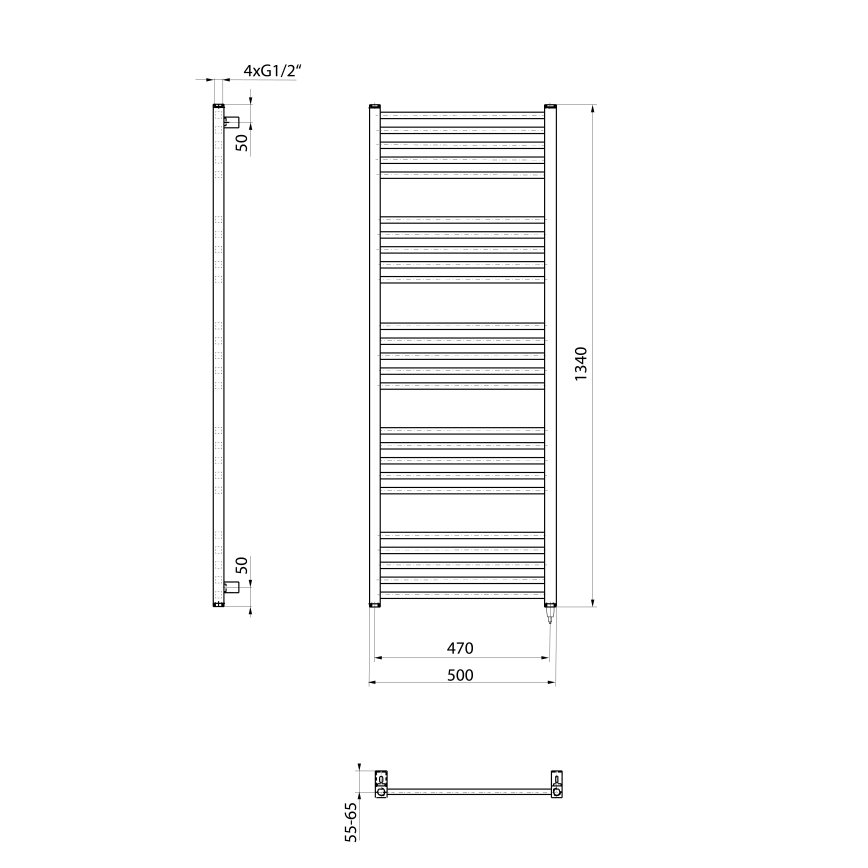 Sapho - Električni sušač za peškire METRO-E 500W 134x50 cm beo