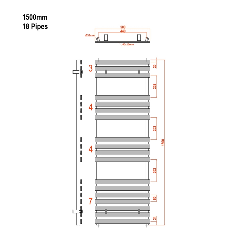 Sapho - Kupaonski radijator JALOUSI 765W/230V 50x150 cm bela