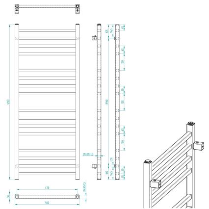 Sapho - Kupaonski radijator METRO 386W/230V 50x120 cm mat crne boje