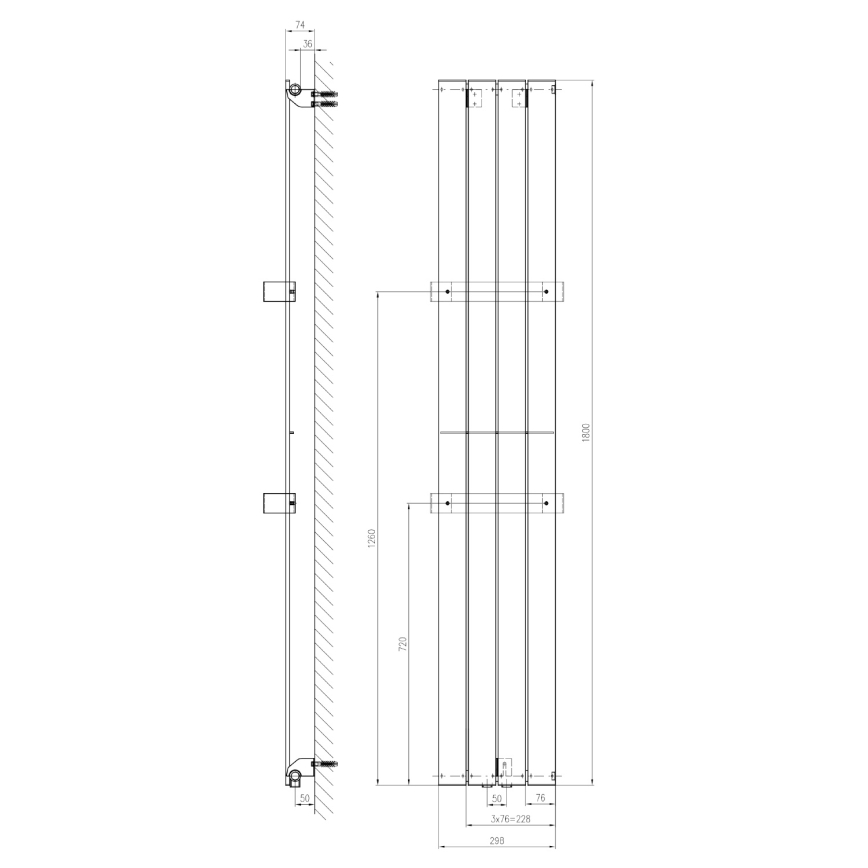Sapho - Kupatilski radijator COLONNA 180x30 cm srebran