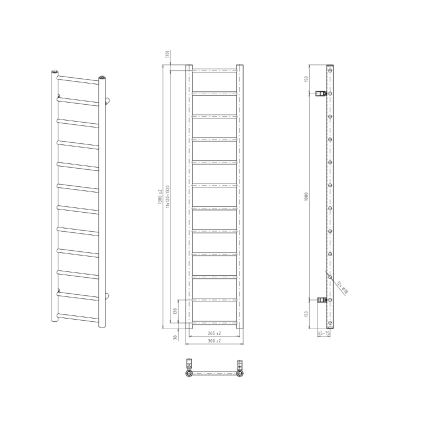 Sapho - Kupatilski radijator DINA 138x30 cm mat crne boje