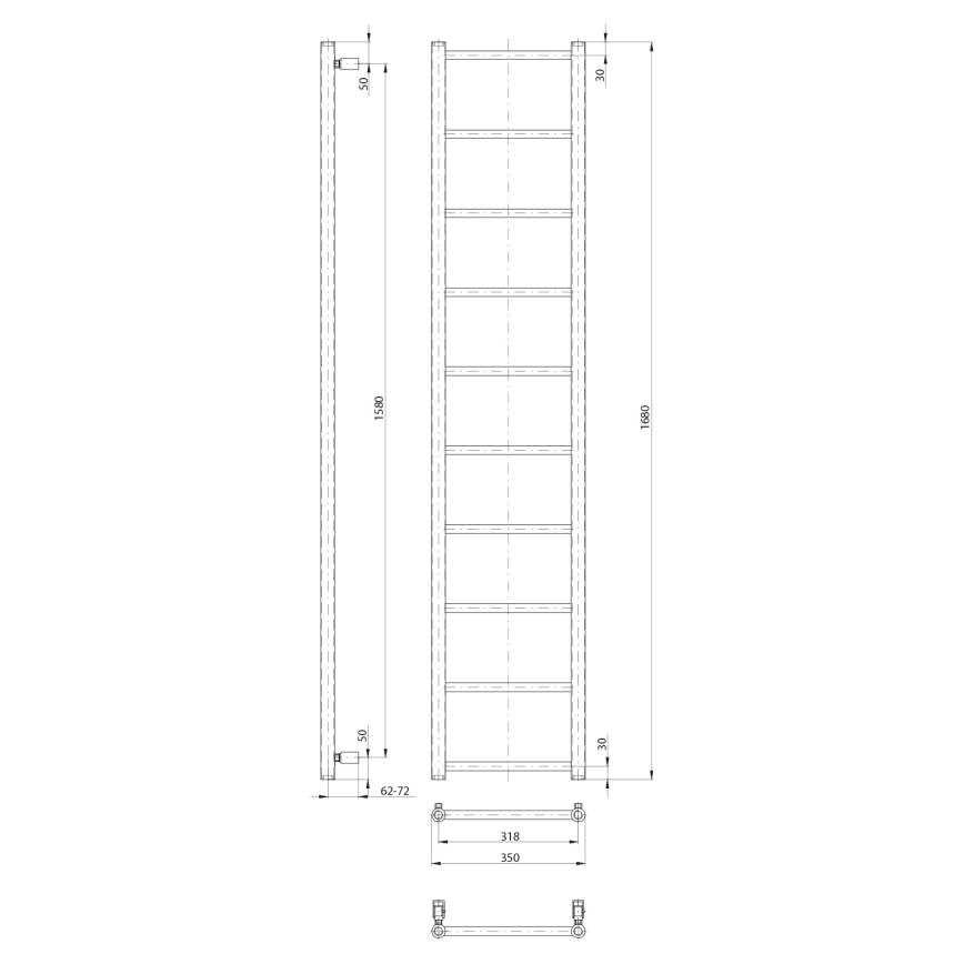 Sapho - Kupatilski radijator DINA 334W 35x168 cm mat crne boje