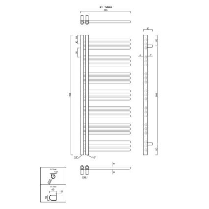 Sapho - Kupatilski radijator DORLION 400W/230V 50x120 cm mat crna